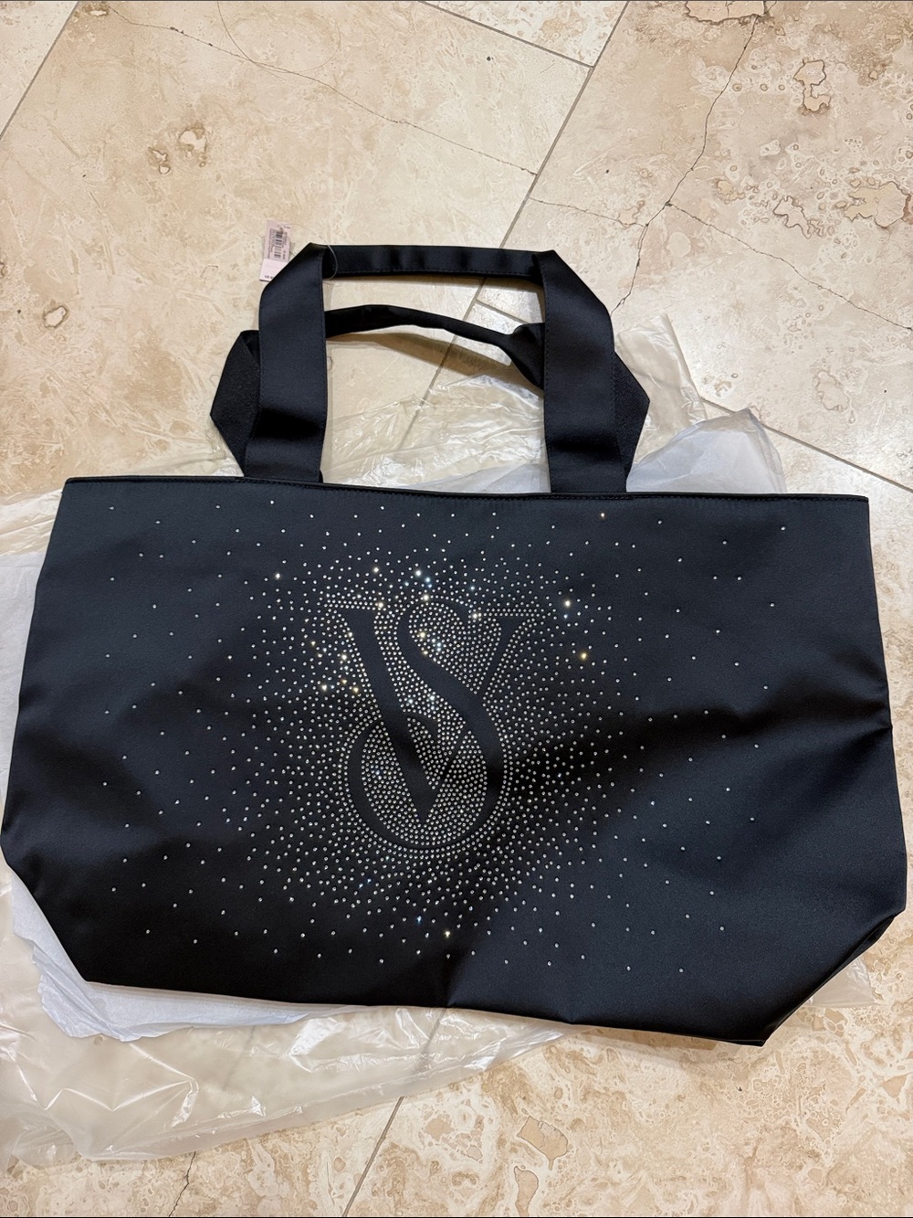 Victoria's Secret Black Tote with Crystal VS Monogram